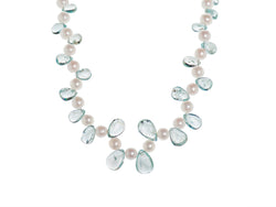 Aquamarine Briolette and Freshwater Pearls Necklace
