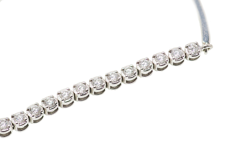 Diamond Tennis Bracelet With Gold Bar Chain and Charm