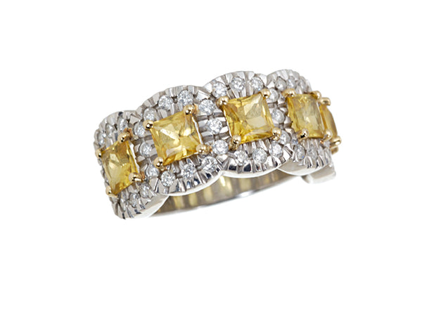 Princess Cut Genuine Yellow Sapphire Ring