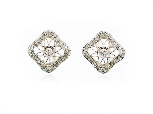 Antique Diamond Filigree Earrings with lever back