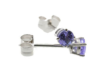 Genuine Round Faceted Tanzanite Stud Earring 3mm