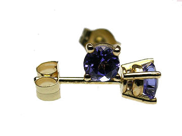 Genuine Round Faceted Tanzanite Stud Earring 4mm