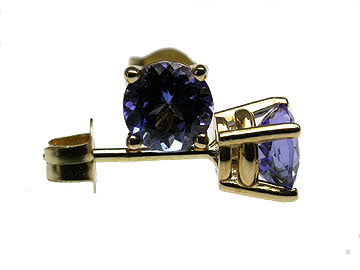 Genuine Round Faceted Tanzanite Stud Earring 5mm