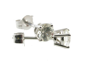 Genuine Round Faceted White Sapphire Stud Earring 4mm