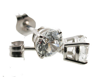 Genuine Round Faceted White Zircon Stud Earring 5mm