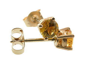 Genuine Round Faceted Yellow Sapphire Stud Earring 4mm