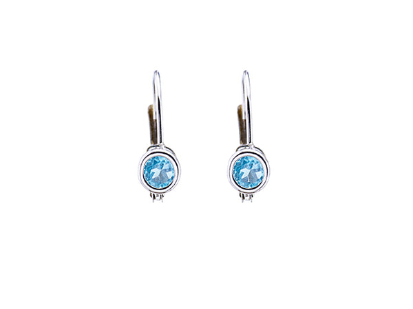 Blue Topaz Bezel Hanging Earrings