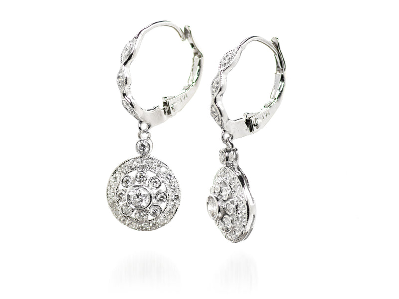 Circle Drop Earrings with Huggie Top