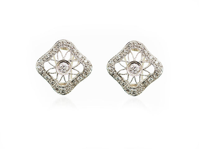 Antique Diamond Filigree Earrings with lever back