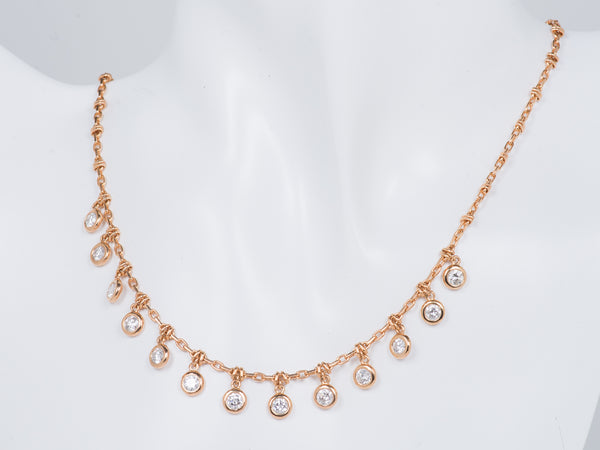 Bezel set diamonds hanging from Italian link chain 16"