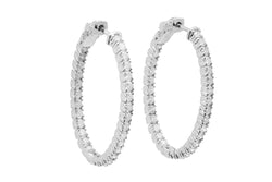 14K Oval Inside Out Diamond Hoops