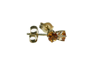 Genuine Round Faceted Citrine Stud Earring 3mm