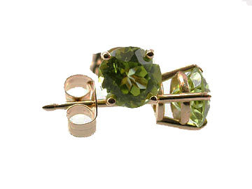 Genuine Round Faceted Peridot Stud Earring 5mm