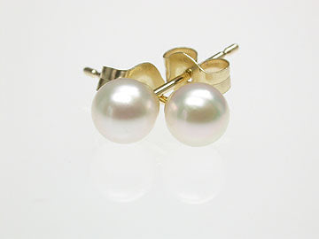 Genuine Round Cultured Pearls Stud Earring 4mm