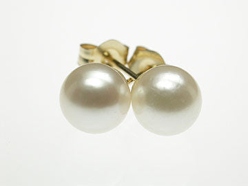 Genuine Round Cultured Pearls Stud Earring 6mm