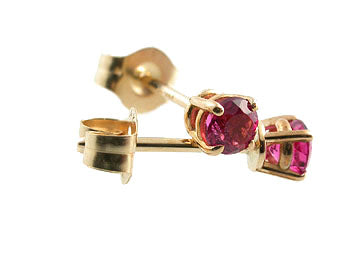 Genuine Round Faceted Pink Tourmaline Stud Earring 3mm