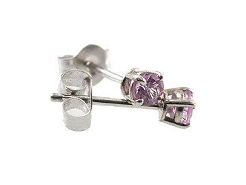 Genuine Round Faceted Pink Sapphire Stud Earring 3mm