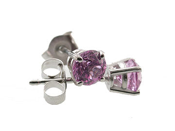 Genuine Round Faceted Pink Sapphire Stud Earring 4mm