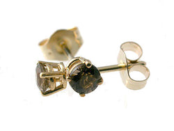 Genuine Round Faceted Smokey Quartz Stud Earring 3mm